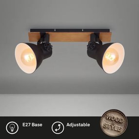 Briloner 2742-025 - Faretto SPOTLIGHT 2xE27/40W/230V nero/marrone