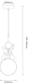 Lampadario a sospensione per bambini ASTRONAUT 1xE27/60W/230V diametro 15 cm oro/beige