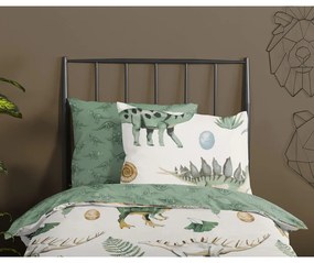 Set copripiumino e federa da bambini verde/beige in cotone per letto singolo 140x200 cm Gabi – Good Morning