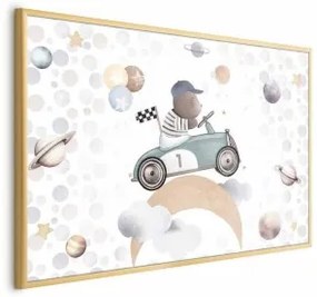 Poster - Bear in a Race Car Cornice d'oro 60x40