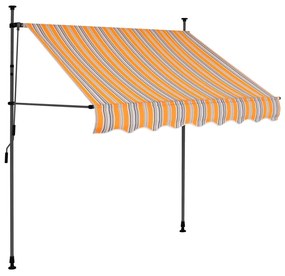 Tenda da Sole Retrattile Manuale con LED 150 cm Gialla e Blu