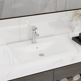 Lavandino Con Foro Rubinetto Bianco Opaco 60x46 Cm İn Ceramica /