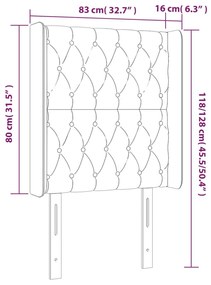 Testiera ad Orecchio Nera 83x16x118/128 cm in Tessuto