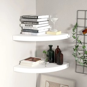 Scaffali Angolari A Parete 2 Pz Bianchi 35x35x3,8 Cm İn Mdf /