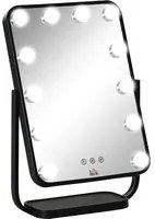 Specchio da Tavolo con LED 32,8x11x47,4 cm per Trucco Make up Nero