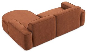 Divano angolare color terracotta (con penisola a destra/con chaise lounge) con rivestimento in ciniglia Omao – Makamii