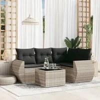 Set Divano da Giardino 5pz con Cuscini Grigio Chiaro Polyrattan 3253659