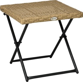 Tavolino da Giardino Pieghevole Salvaspazio 40x40x40 cm in Rattan Sintetico e Acciaio Colore Vimini...