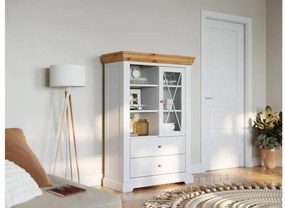 Vetrinetta legno massello pino bianca shabby country