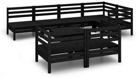 Set Salotto da Giardino 8 pz in Legno Massello di Pino Nero