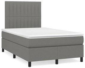 Letto a Molle Materasso e LED Grigio Scuro 120x190cm in Tessuto