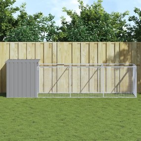 Casetta Cani Corsa Grigio Chiaro 110x405x110 Cm Acciaio Zincato /