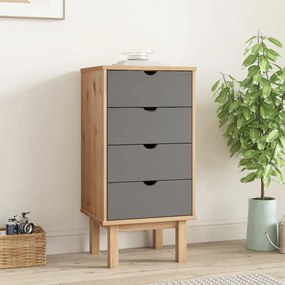 Cassettiera Otta Marrone E Grigio 45x39x90 Cm İn Legno Di Pino /