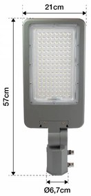 Armatura Stradale LED 100W, 170lm/W, Programmabile, 1-10V, Classe II - PHILIPS Xitanium Colore Bianco Freddo 5.000K