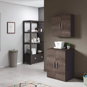 Mobile lavanderia con cesto portabiancheria Desi in mdf rovere scuro P 51.5 x L 70 x H 200 cm