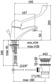 Paffoni Nettuno Due Nd305 Miscelatore lavabo Monocomando con Leva Clinica e Scarico Automatico Cromo