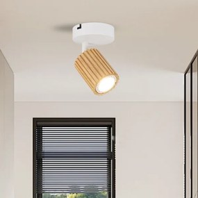 Brilagi - Faretto da parete MODERN WOOD 1xGU10/8W/230V legno di gomma/bianco