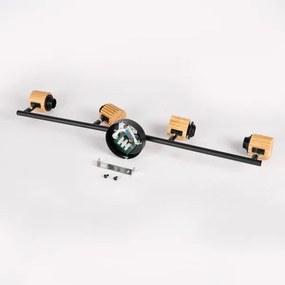 Brilagi - Plafoniera con 4 faretti ODENSE 4xE14/10W/230V in legno di caucciù/nero