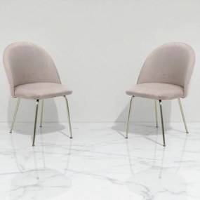 Sedia poltroncina in velluto Tortora con gambe in metallo Oro - PARIS 2 sedie