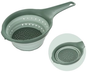 Scolapasta salvaspazio pieghevole verde con manico