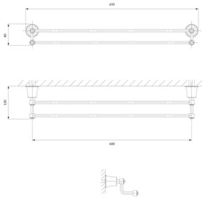 OMNIRES AL53226CR - Appendiabiti da parete ART LINE 65 cm cromo lucido