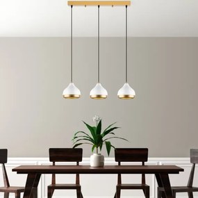Lampadario a cavo YILDO 3xE27/40W/230V bianco/oro