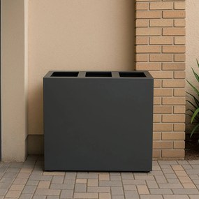 Pattumiera per Raccolta Differenziata 3 Scomparti Capacità 180 lt 90x30x80 cm in Acciaio Antracite...