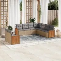 Set Divano da Giardino 9 pz con Cuscini Beige in Polyrattan 3227781