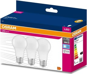 Set da 3 lampadine LED A60 E27/8,5W/230V 6500K - Osram