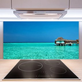 Pannello rivestimento parete cucina Paesaggio marino 100x50 cm