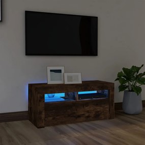 Mobile Porta Tv Con Luci Led Rovere Fumo 90x35x40 Cm /