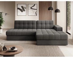 Divano angolare grigio tortora allungabile (con penisola a destra/con chaise lounge) con rivestimento in velluto Blezalt – ELTAP