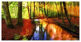 Stampa su tela Fiume nel bosco, multicolore 80 x 180 cm