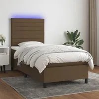 Letto a Molle Materasso e LED Marrone Scuro 90x200cm in Tessutocod mxl 122908