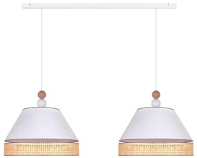 Duolla - Lampadario a sospensione con filo AVIGNON 2xE27/15W/230V bianco/rattan