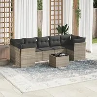 Set Divano da Giardino 8pz con Cuscini Grigio Chiaro Polyrattan 3217292