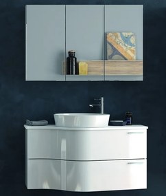 Composizione bagno sospesa 100cm: mobile ultramoderno e specchio contenitore FORM-100B - KAMALU