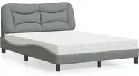 Letto con Materasso Grigio Chiaro 140x200cm Tessuto 3208534