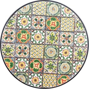 Set bistrot da arredo esterno tavolino 60 cm e sedie pieghevoli effetto maiolica Naxos Bizzotto