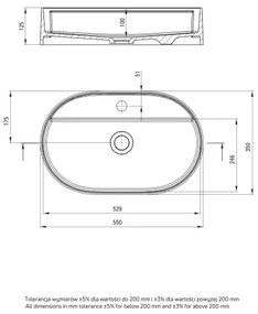 Deante CQS_5U6B SILIA 35x55 cm lavabo da appoggio granit/beige con foro