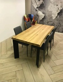 Tavolo da pranzo in legno massello spessore 6 con gambe in metallo 160 x 90