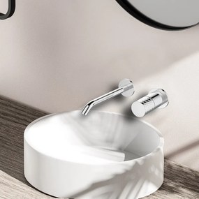 Kamalu - Miscelatore lavabo da incasso finitura cromo con dettaglio trama diamantata | BRASS