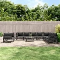 Set Salotto da Giardino 11 pz con Cuscini Antracite in Acciaio 3186929