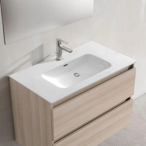Lavabo a incasso rettangolare L 91 x H 17.5 x P 47 cm in ceramica bianco lucido