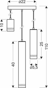 Lampadario giallo/nero con paralume in metallo ø 22 cm Tubo – Candellux Lighting