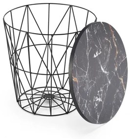 Tavolino HARISSA 41x42 cm nero/nero marmor decor