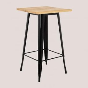 Tavolo alto quadrato in legno e acciaio (60x60 cm) LIX Nero & Legno - Sklum