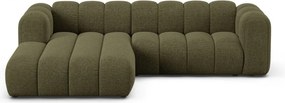 Divano angolare verde (con penisola a sinistra/con chaise lounge) con rivestimento in ciniglia Lupine – Micadoni
