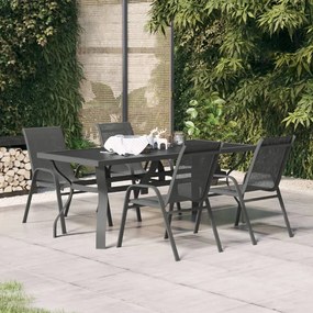 Set da pranzo da giardino 5 pz grigio e nero