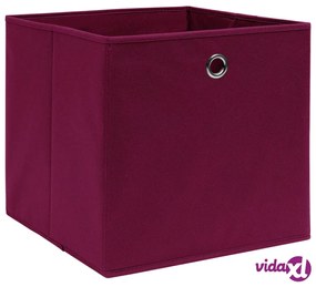 vidaXL Scatole con Coperchi 4pz Rosso Scuro 32x32x32 cm Tessuto